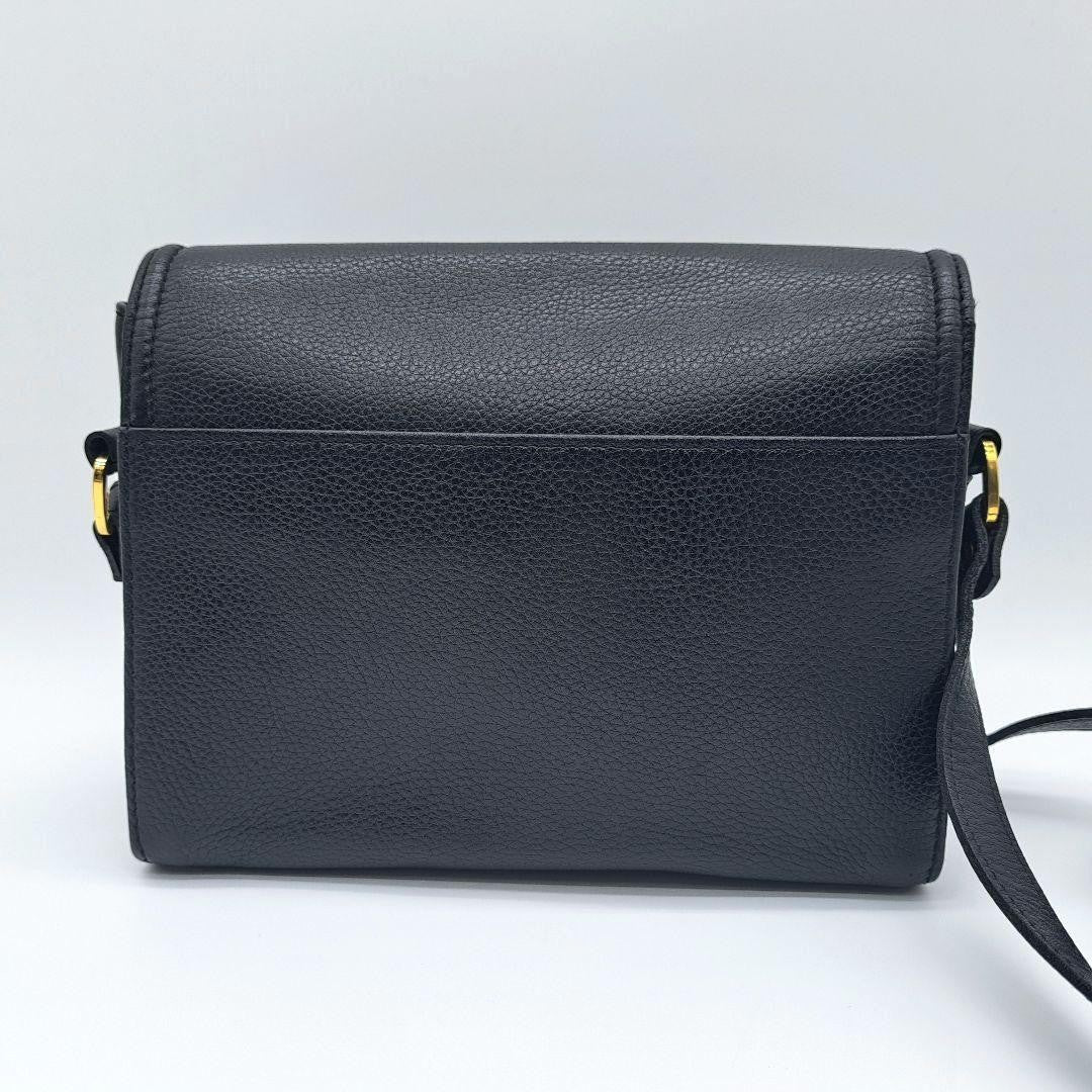 Longchamp Shoulder Bag Purse Leather Black Authentic