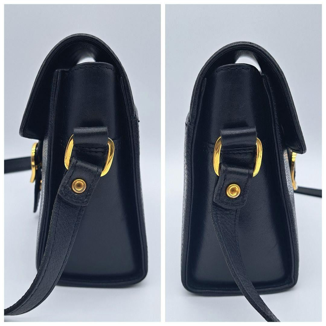 Longchamp Shoulder Bag Purse Leather Black Authentic