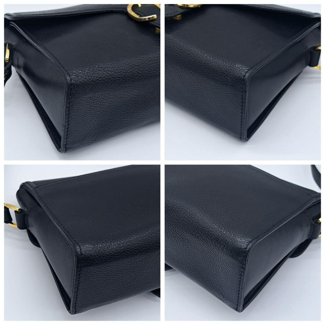 Longchamp Shoulder Bag Purse Leather Black Authentic