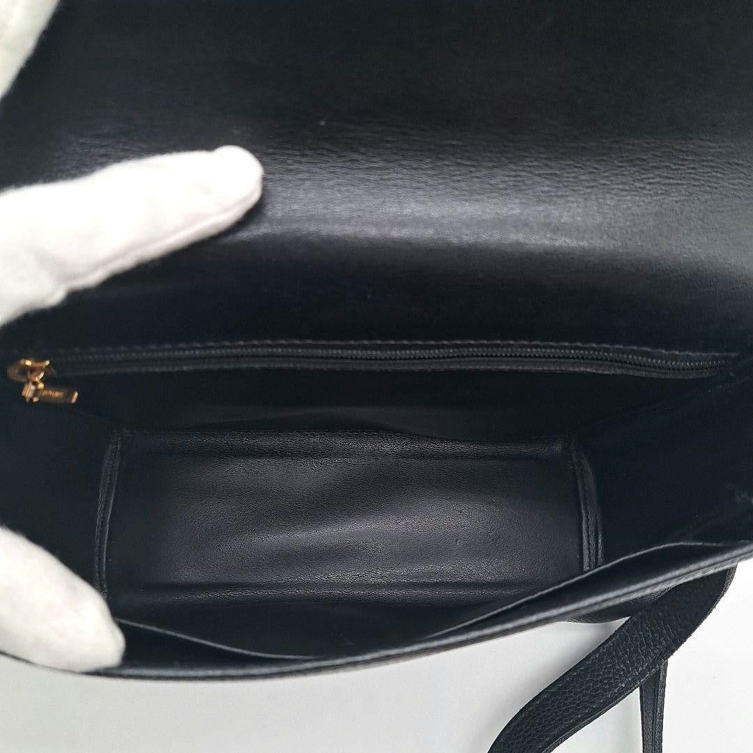 Longchamp Shoulder Bag Purse Leather Black Authentic
