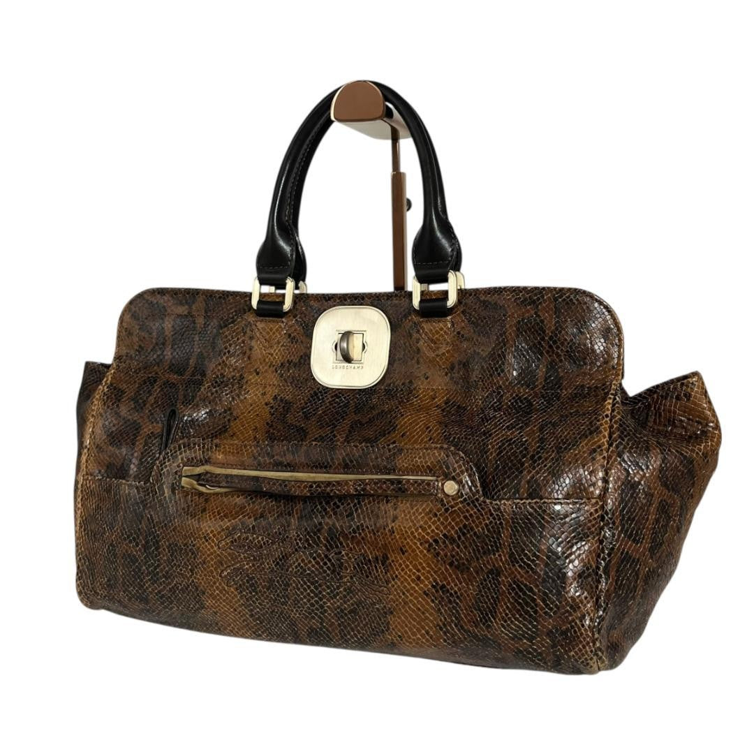 Longchamp Hand Bag Tote Purse Turn Lock Authentic