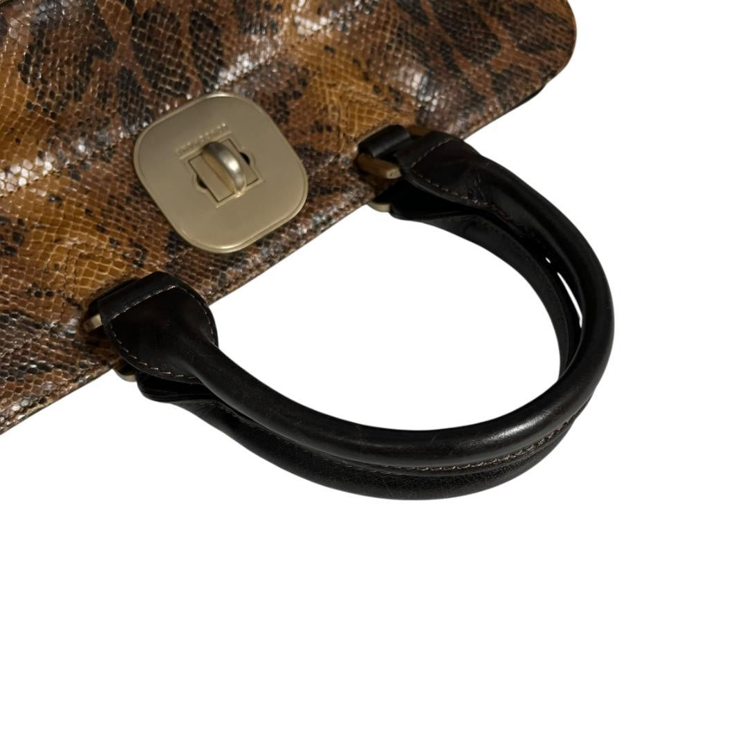 Longchamp Hand Bag Tote Purse Turn Lock Authentic