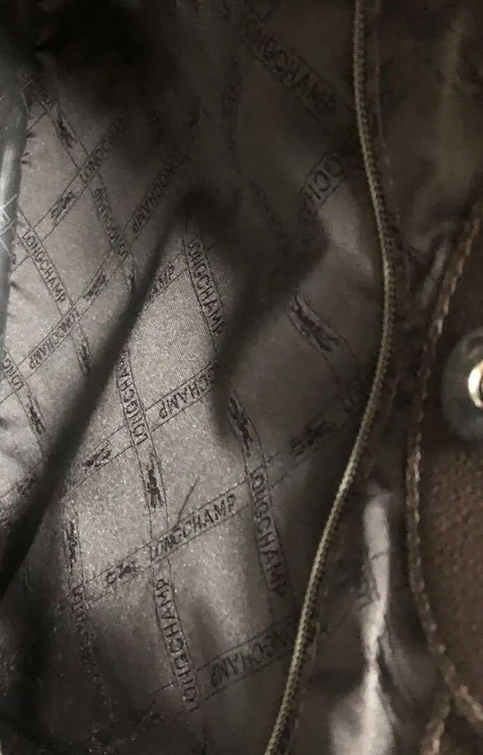 Longchamp Hand Bag Tote Purse Leather Dark Brown Authentic