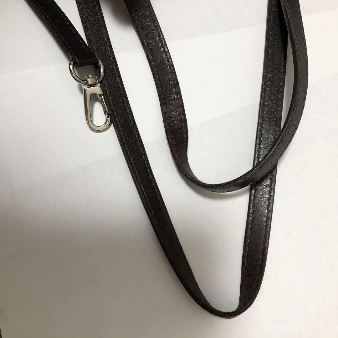 Longchamp Hand Bag Tote Purse Leather Dark Brown Authentic