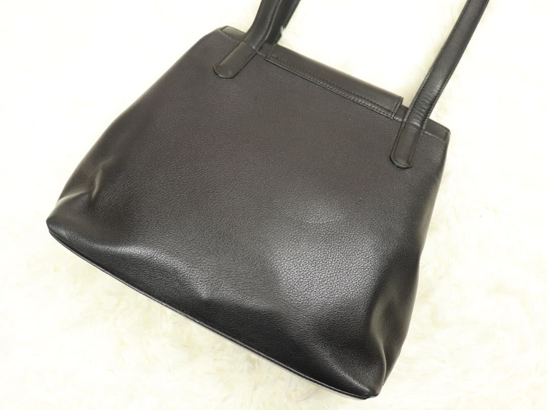 Longchamp Hand Bag Tote Purse Leather Black Authentic