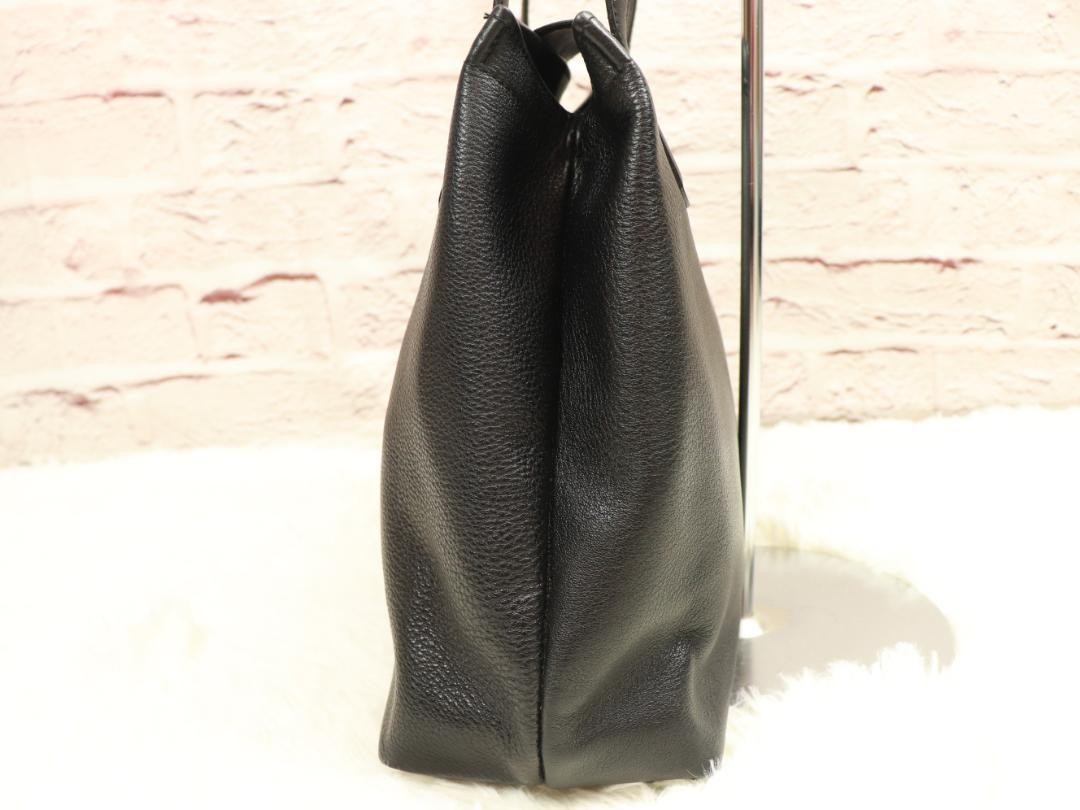 Longchamp Hand Bag Tote Purse Leather Black Authentic
