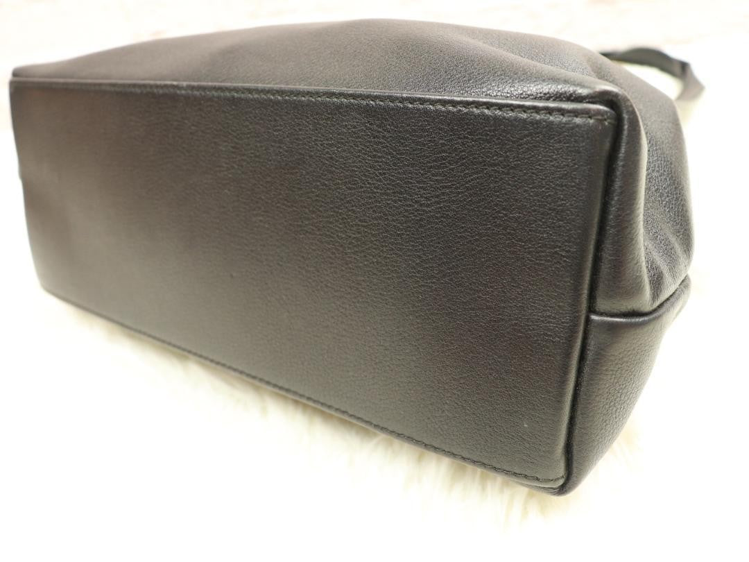 Longchamp Hand Bag Tote Purse Leather Black Authentic