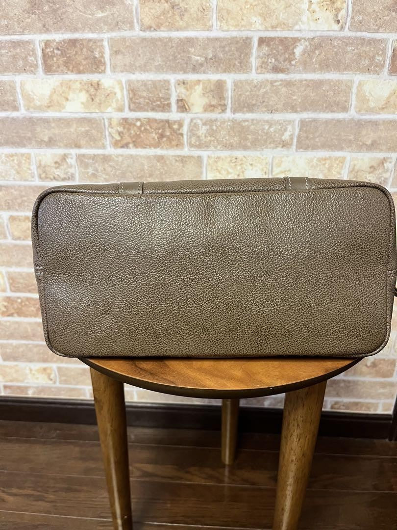 Longchamp Hand Bag Tote Purse Leather Mocha Brown Greige Authentic