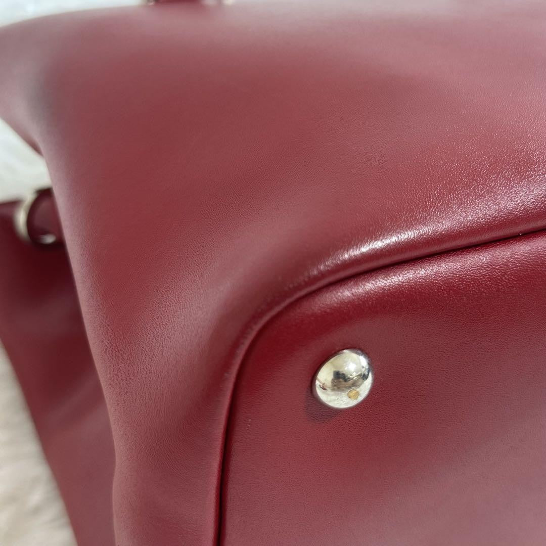 Longchamp Hand Shoulder Bag Tote Purse 2way Red Authentic