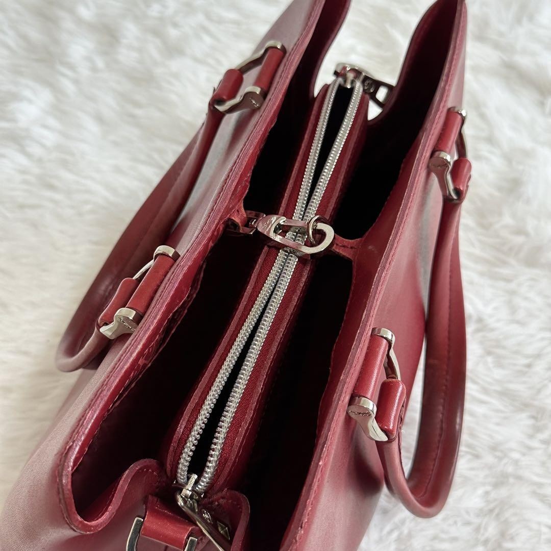 Longchamp Hand Shoulder Bag Tote Purse 2way Red Authentic
