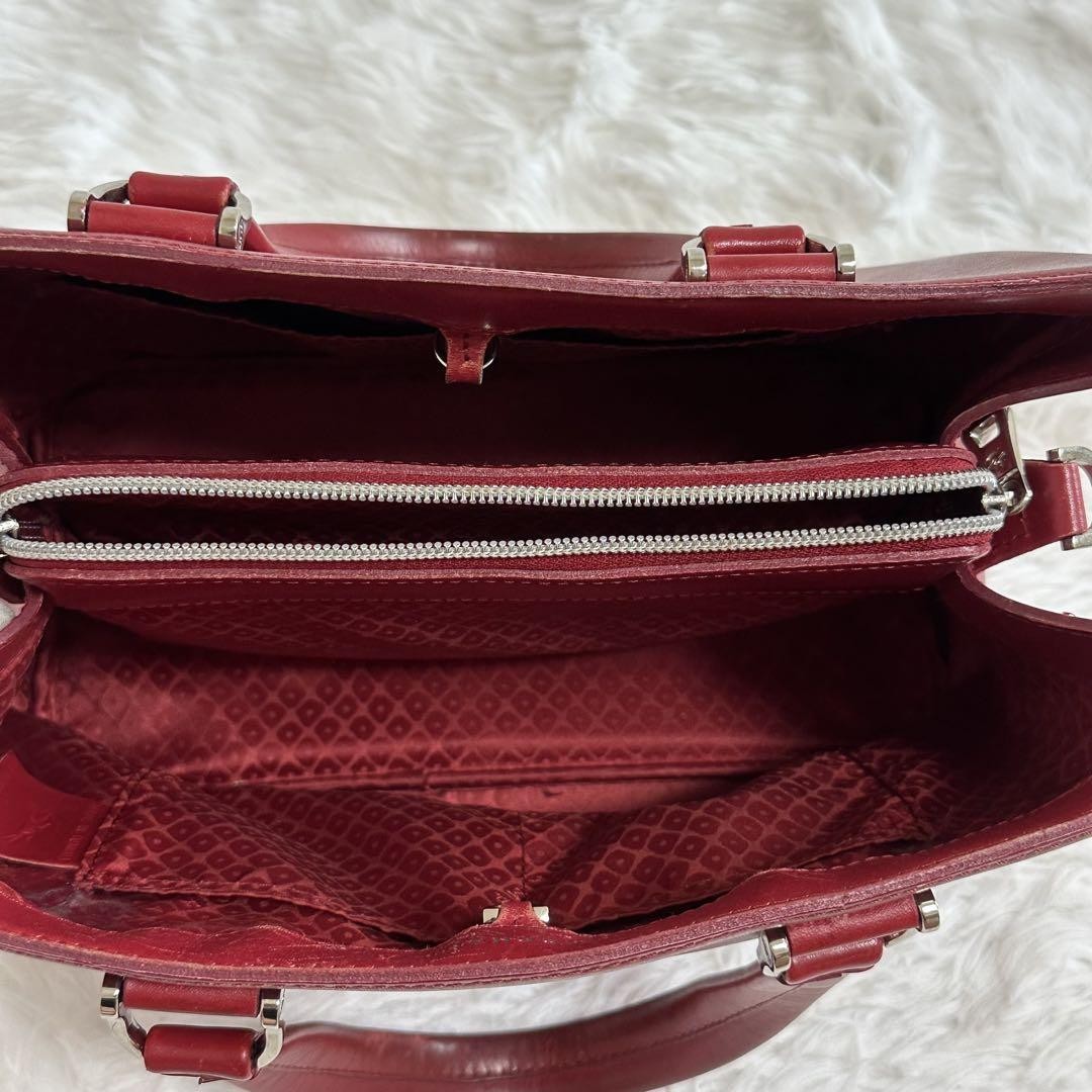 Longchamp Hand Shoulder Bag Tote Purse 2way Red Authentic