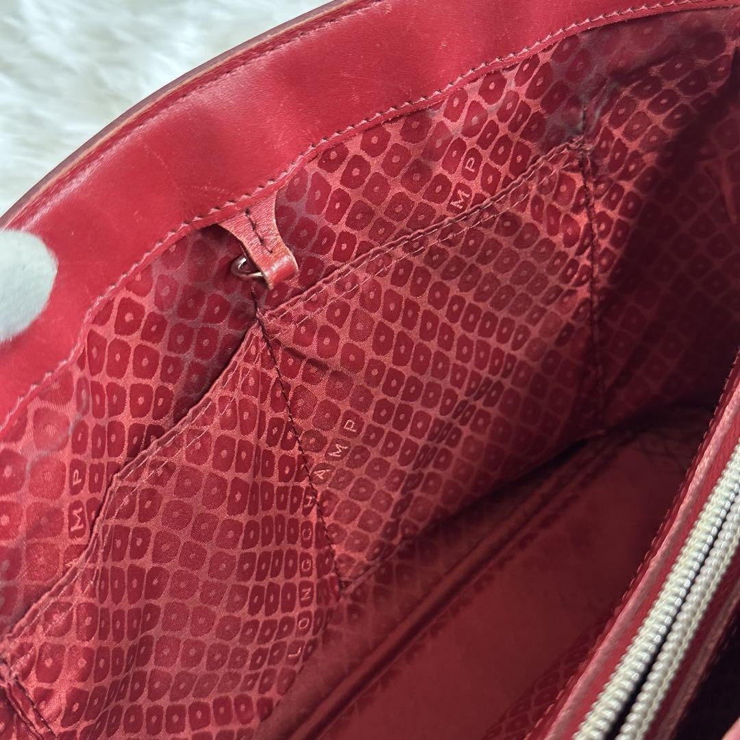 Longchamp Hand Shoulder Bag Tote Purse 2way Red Authentic