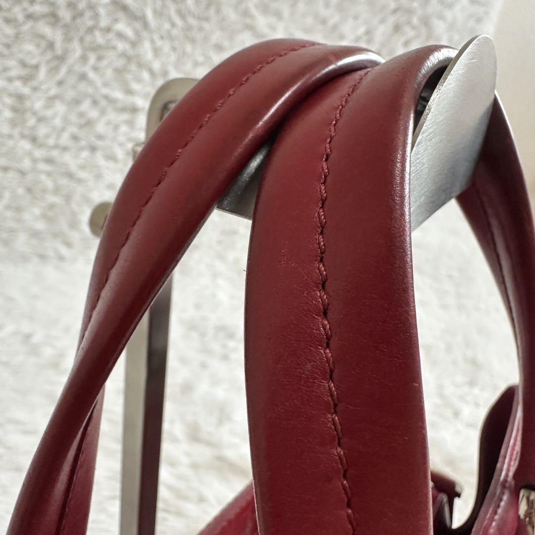 Longchamp Hand Shoulder Bag Tote Purse 2way Red Authentic