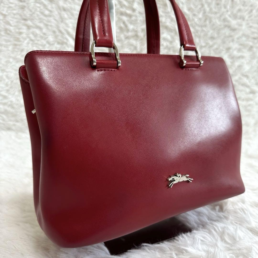 Longchamp Hand Shoulder Bag Tote Purse 2way Red Authentic
