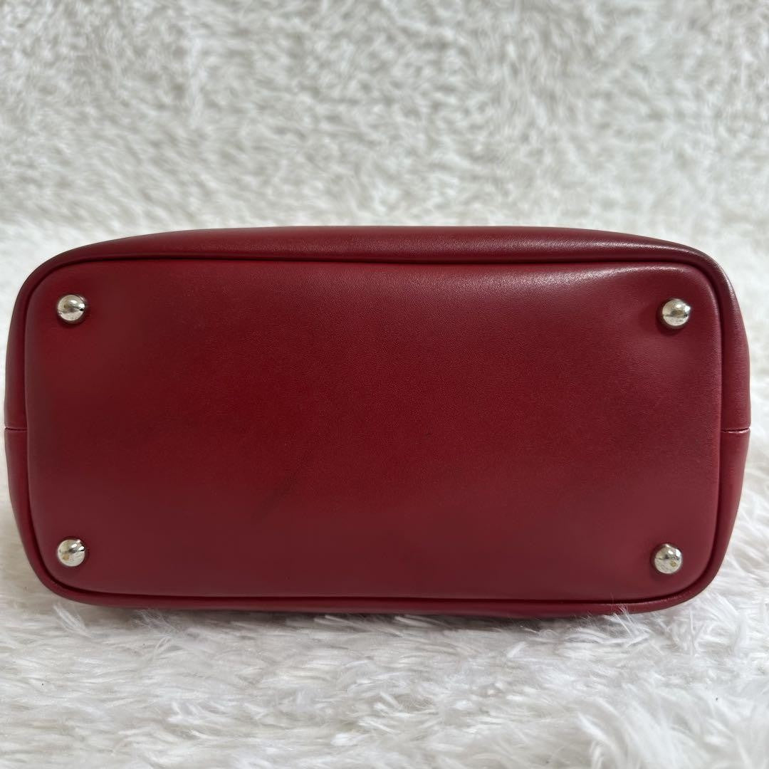 Longchamp Hand Shoulder Bag Tote Purse 2way Red Authentic