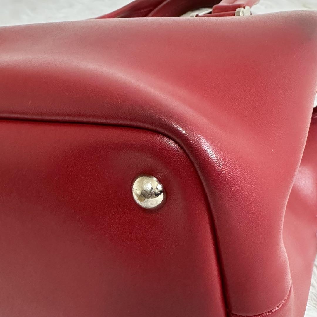 Longchamp Hand Shoulder Bag Tote Purse 2way Red Authentic