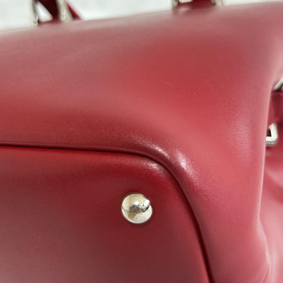 Longchamp Hand Shoulder Bag Tote Purse 2way Red Authentic