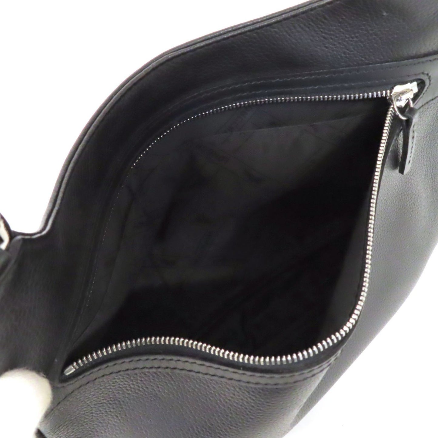 Longchamp Shoulder Bag Purse Leather Black Authentic