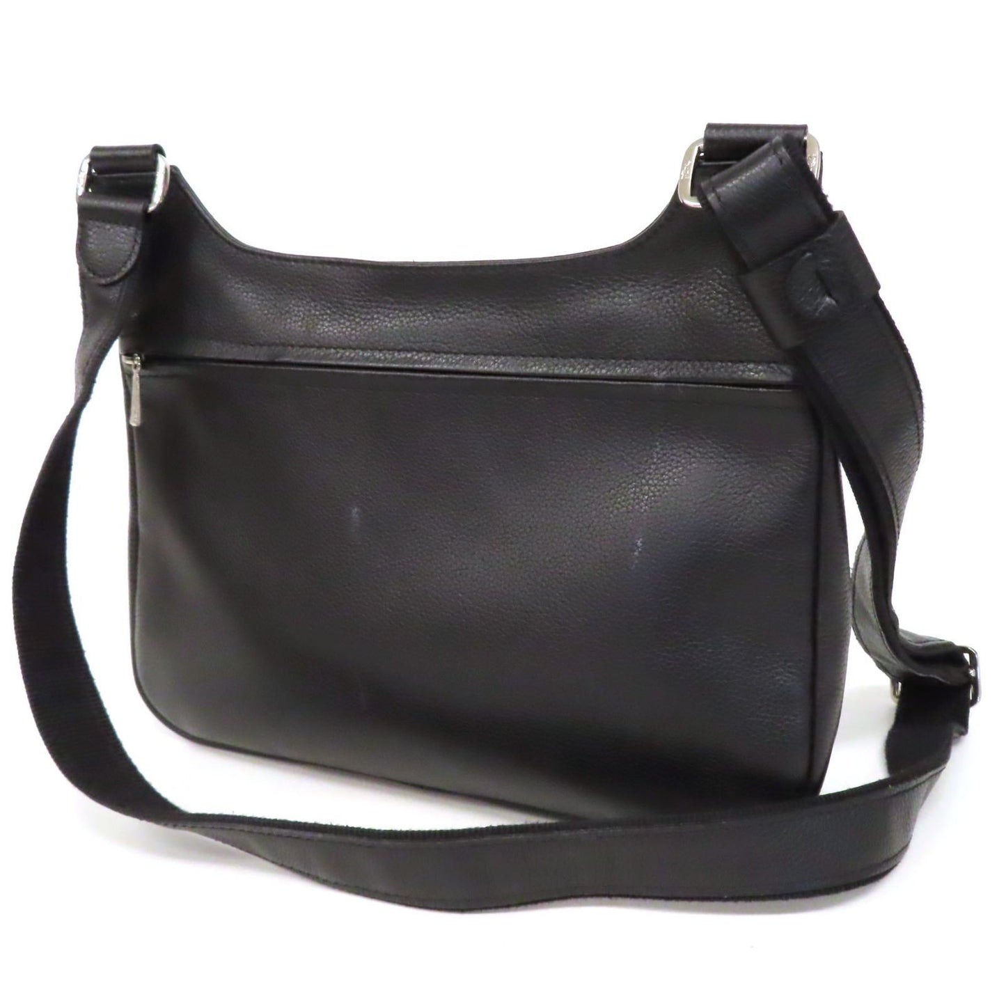 Longchamp Shoulder Bag Purse Leather Black Authentic