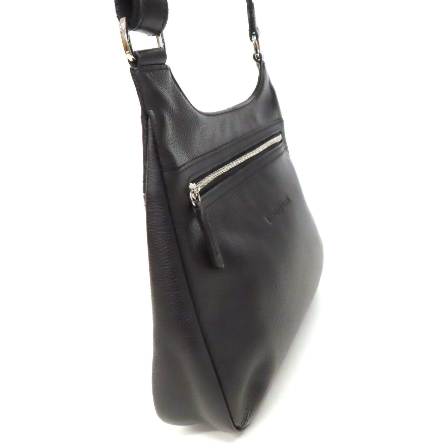 Longchamp Shoulder Bag Purse Leather Black Authentic