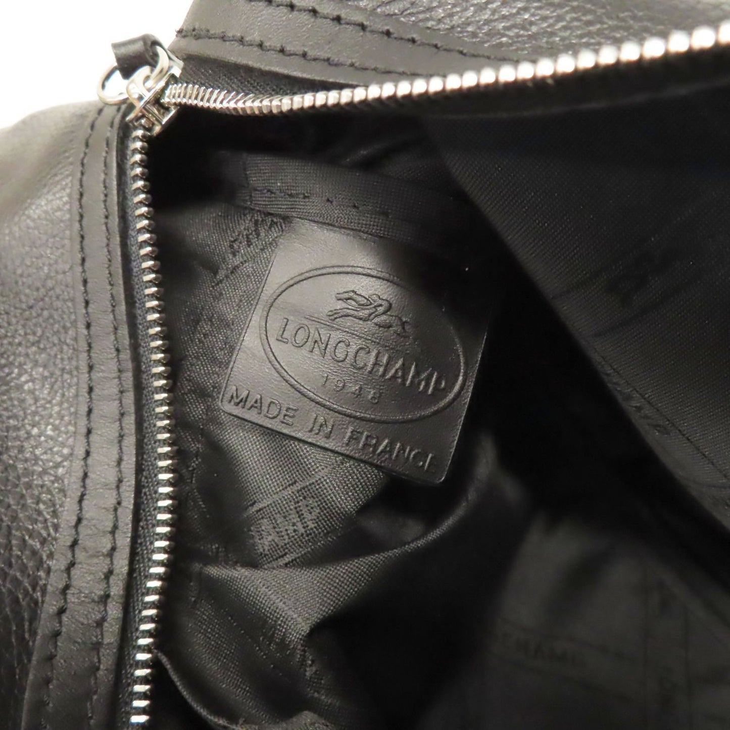Longchamp Shoulder Bag Purse Leather Black Authentic