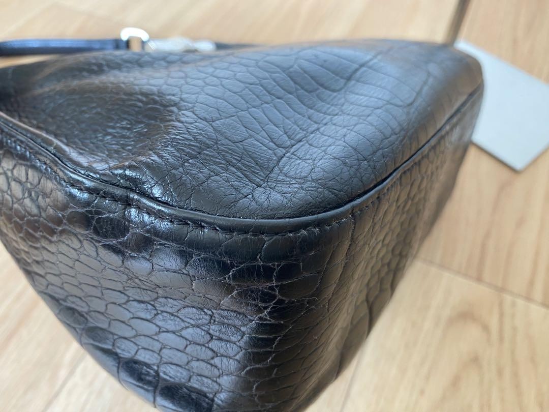 Longchamp Shoulder Bag Purse Leather Black Authentic