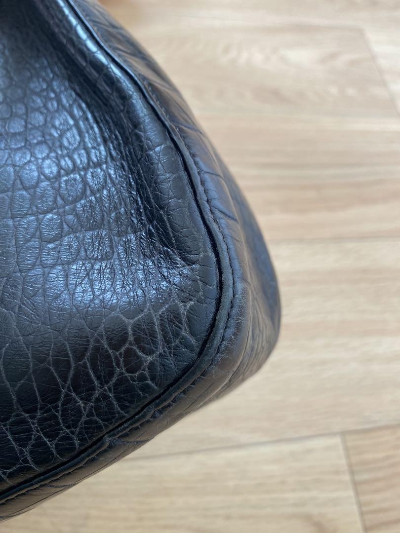 Longchamp Shoulder Bag Purse Leather Black Authentic