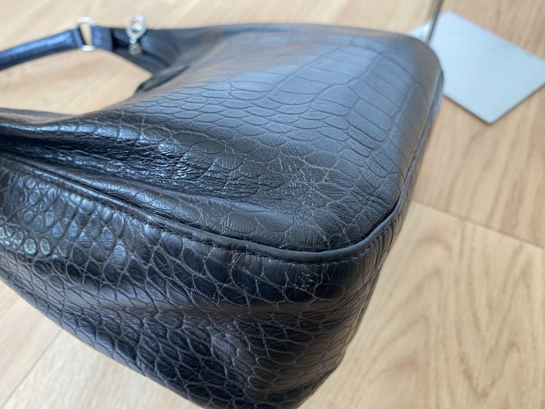 Longchamp Shoulder Bag Purse Leather Black Authentic