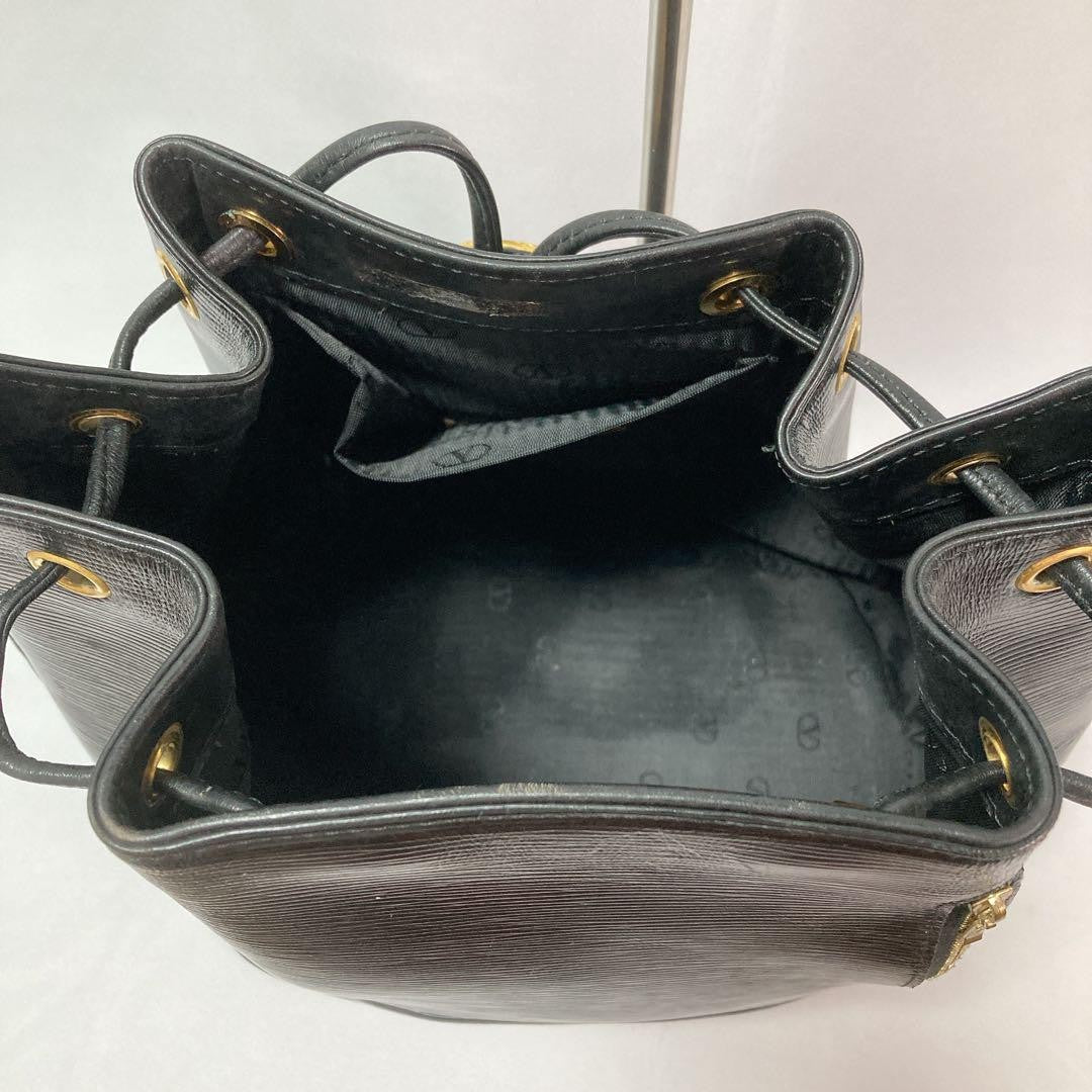 Valentino Garavani Shoulder Bag Purse Logo Leather Black Authentic