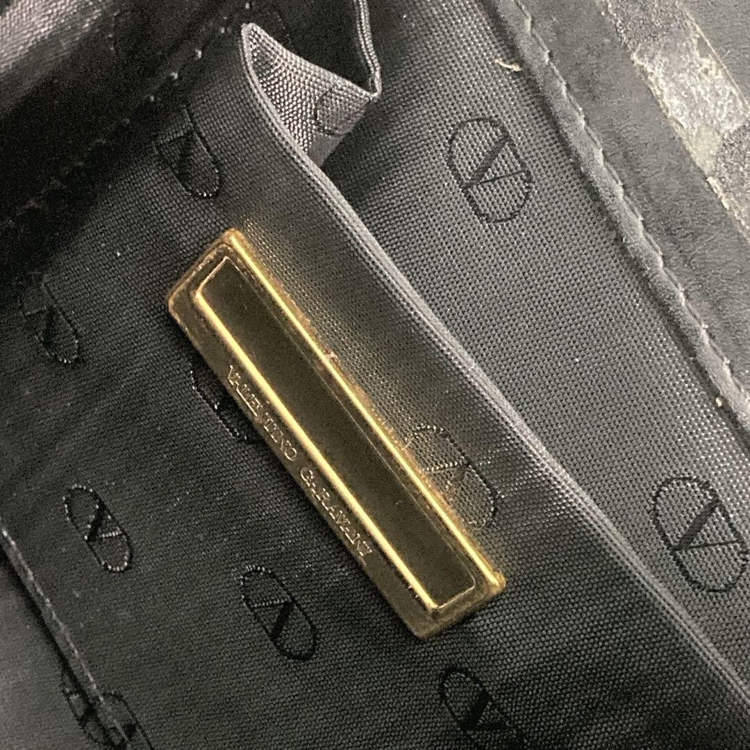 Valentino Garavani Shoulder Bag Purse Logo Leather Black Authentic