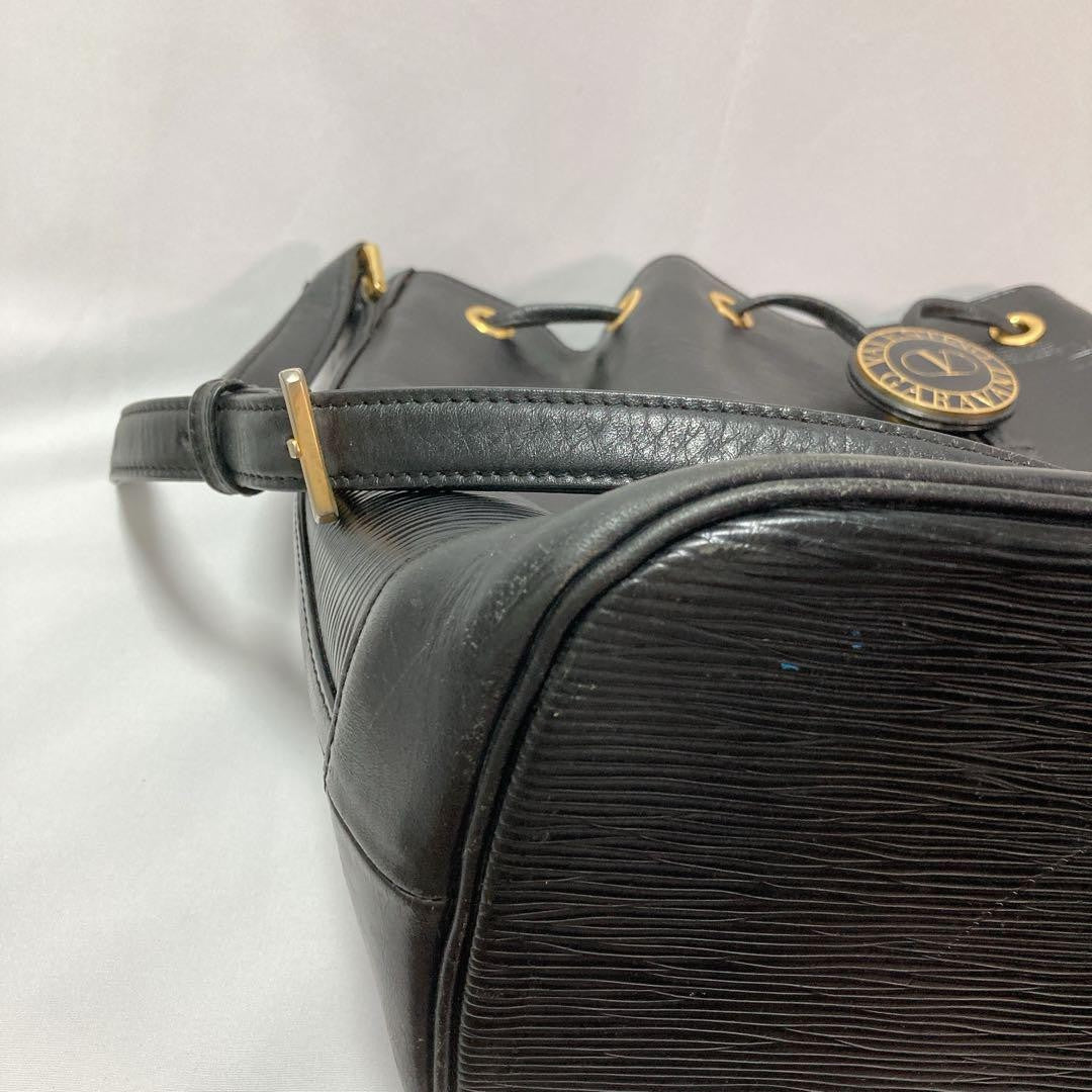Valentino Garavani Shoulder Bag Purse Logo Leather Black Authentic