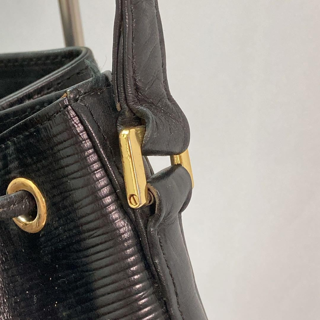 Valentino Garavani Shoulder Bag Purse Logo Leather Black Authentic