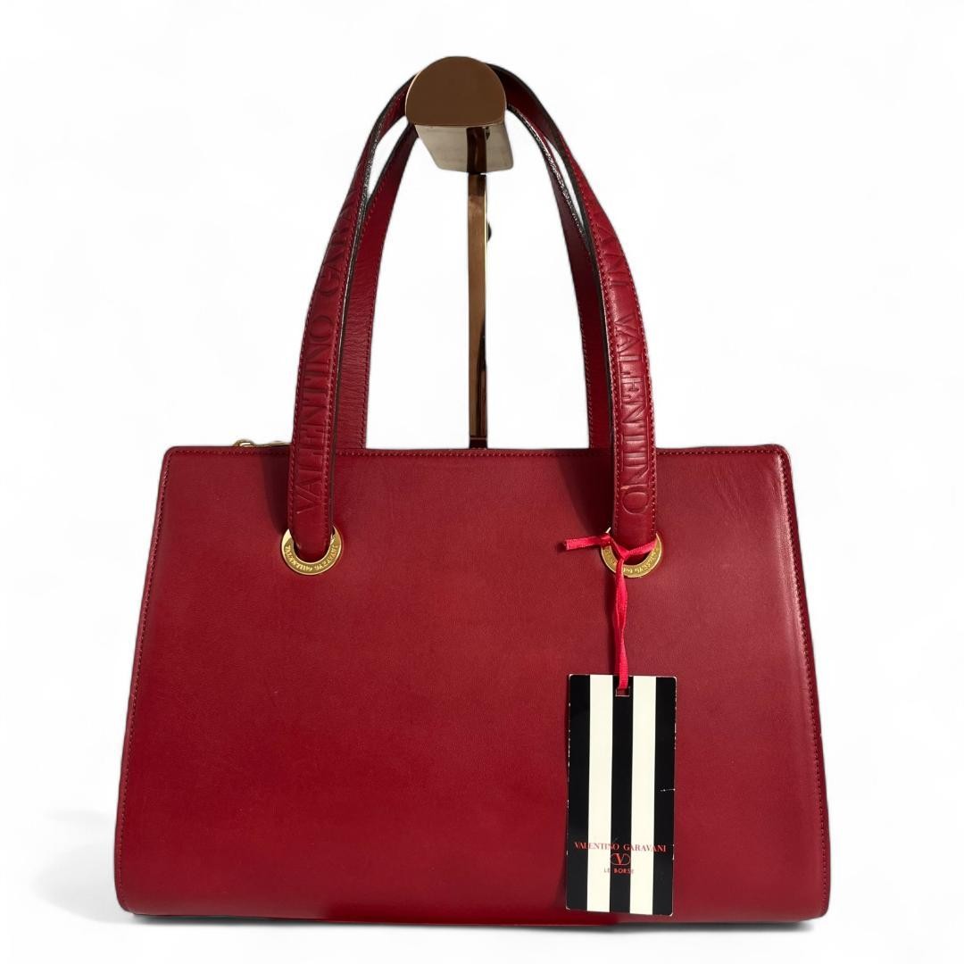 Valentino Garavani Hand Bag Tote Purse Leather Red Authentic
