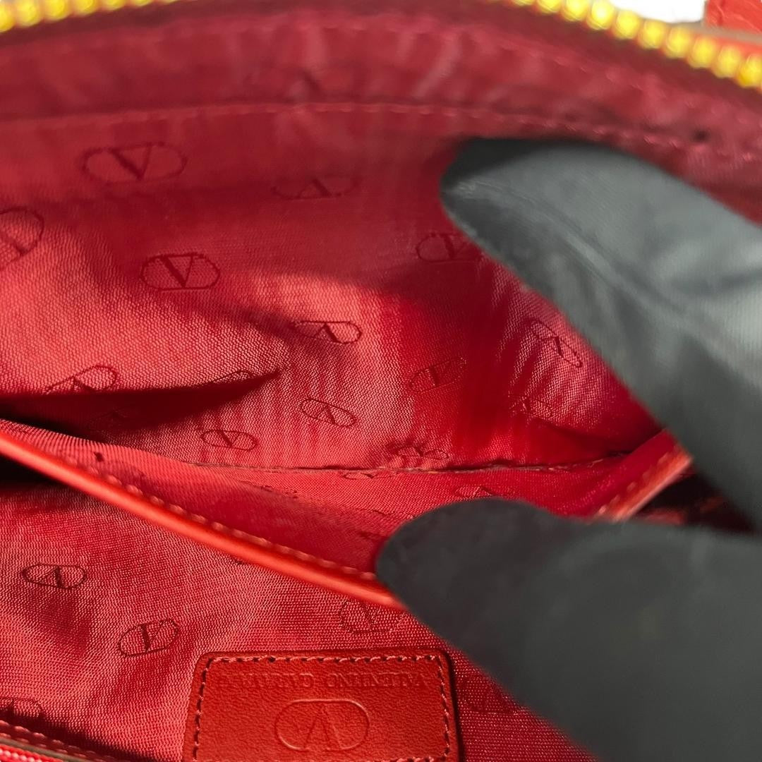 Valentino Garavani Hand Bag Tote Purse Leather Red Authentic