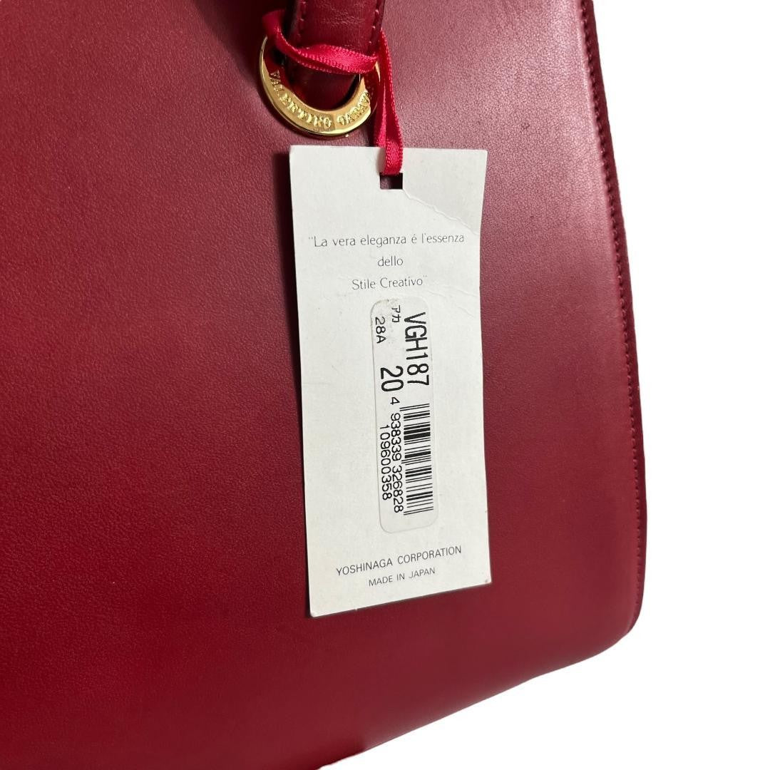 Valentino Garavani Hand Bag Tote Purse Leather Red Authentic