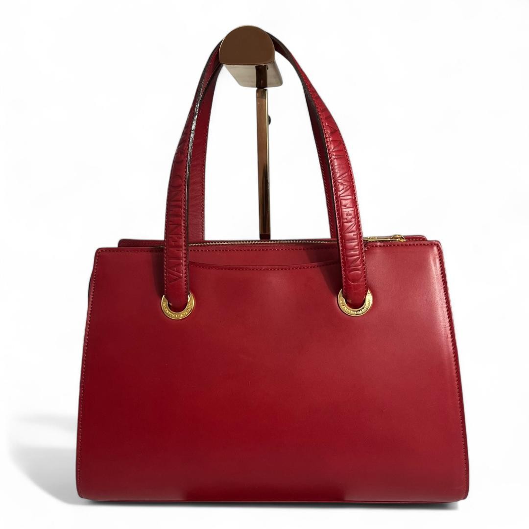 Valentino Garavani Hand Bag Tote Purse Leather Red Authentic
