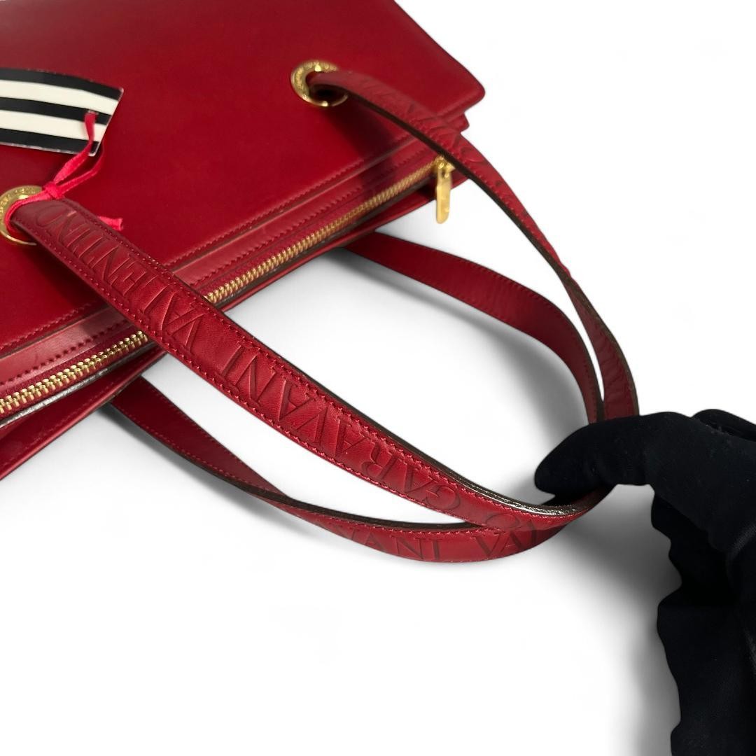 Valentino Garavani Hand Bag Tote Purse Leather Red Authentic