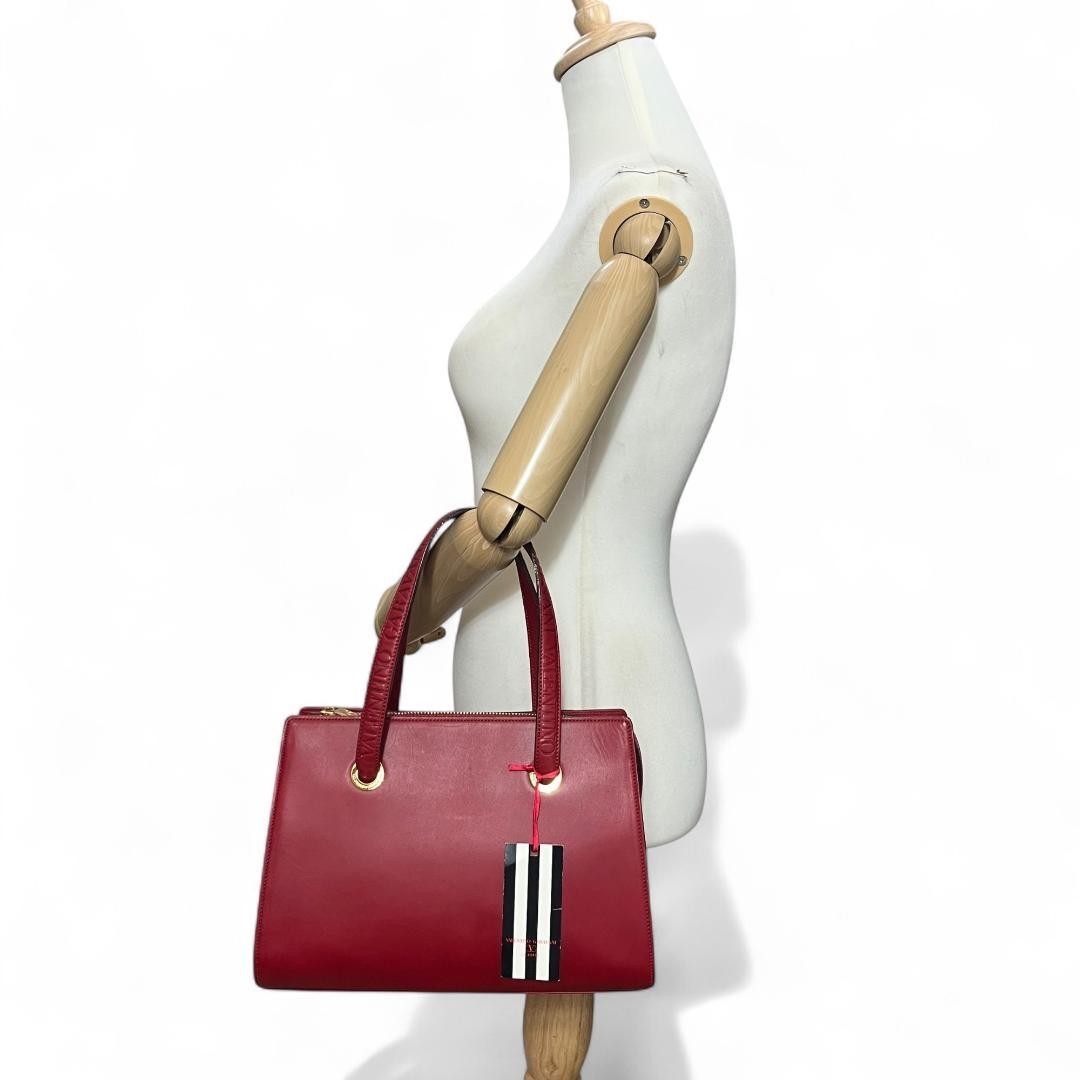 Valentino Garavani Hand Bag Tote Purse Leather Red Authentic