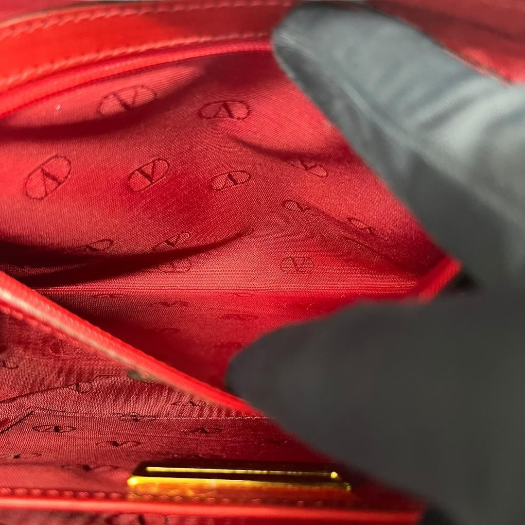 Valentino Garavani Hand Bag Tote Purse Leather Red Authentic