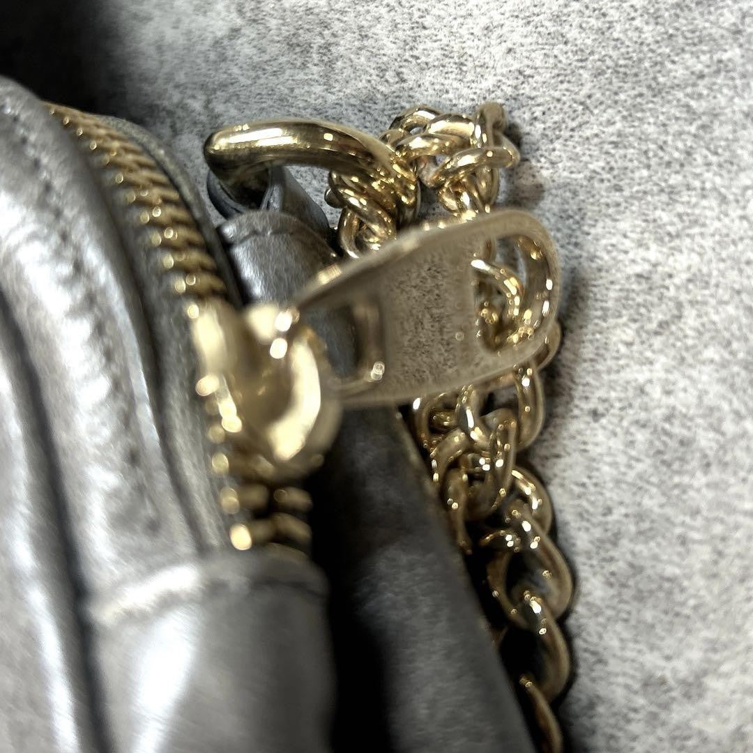 Red Valentino Shoulder Bag Purse Chain Ribbon Leather Authentic