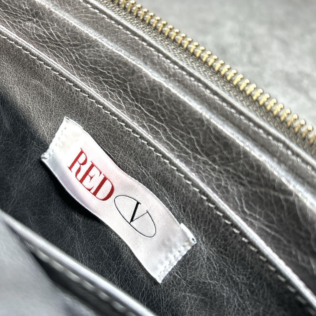Red Valentino Shoulder Bag Purse Chain Ribbon Leather Authentic