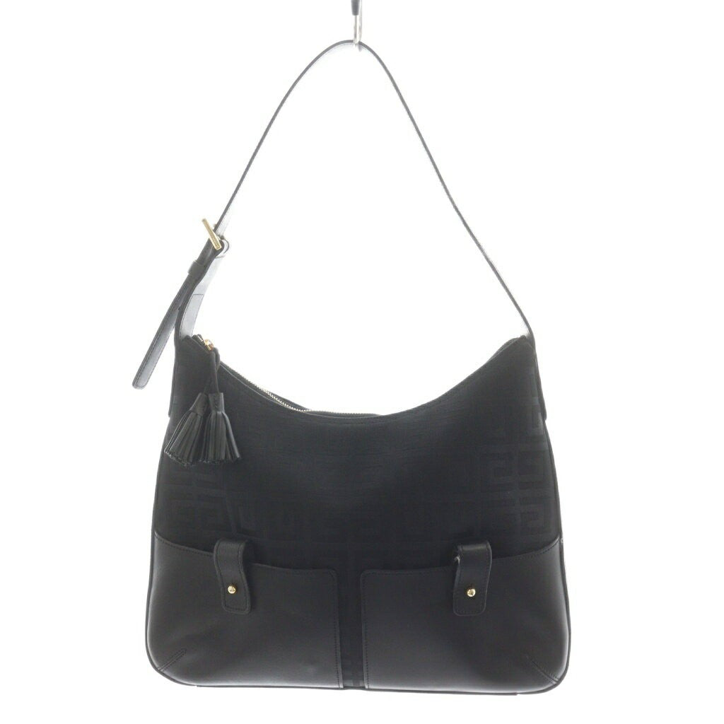 GIVENCHY Hand Shoulder Bag Tote Purse 4G Canvas Leather Black Authentic