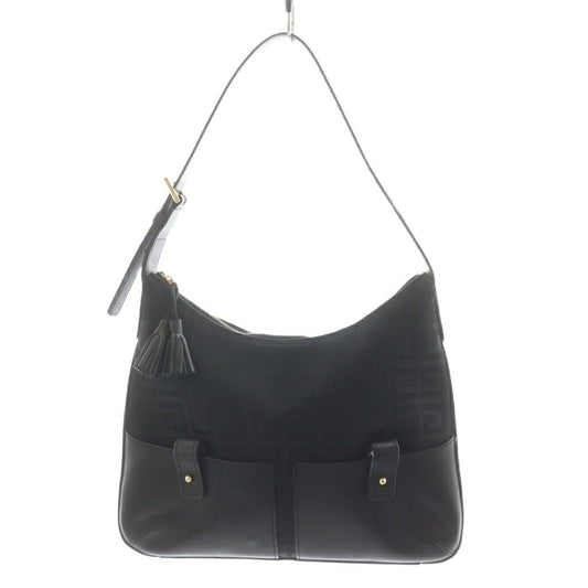 GIVENCHY Hand Shoulder Bag Tote Purse 4G Canvas Leather Black Authentic