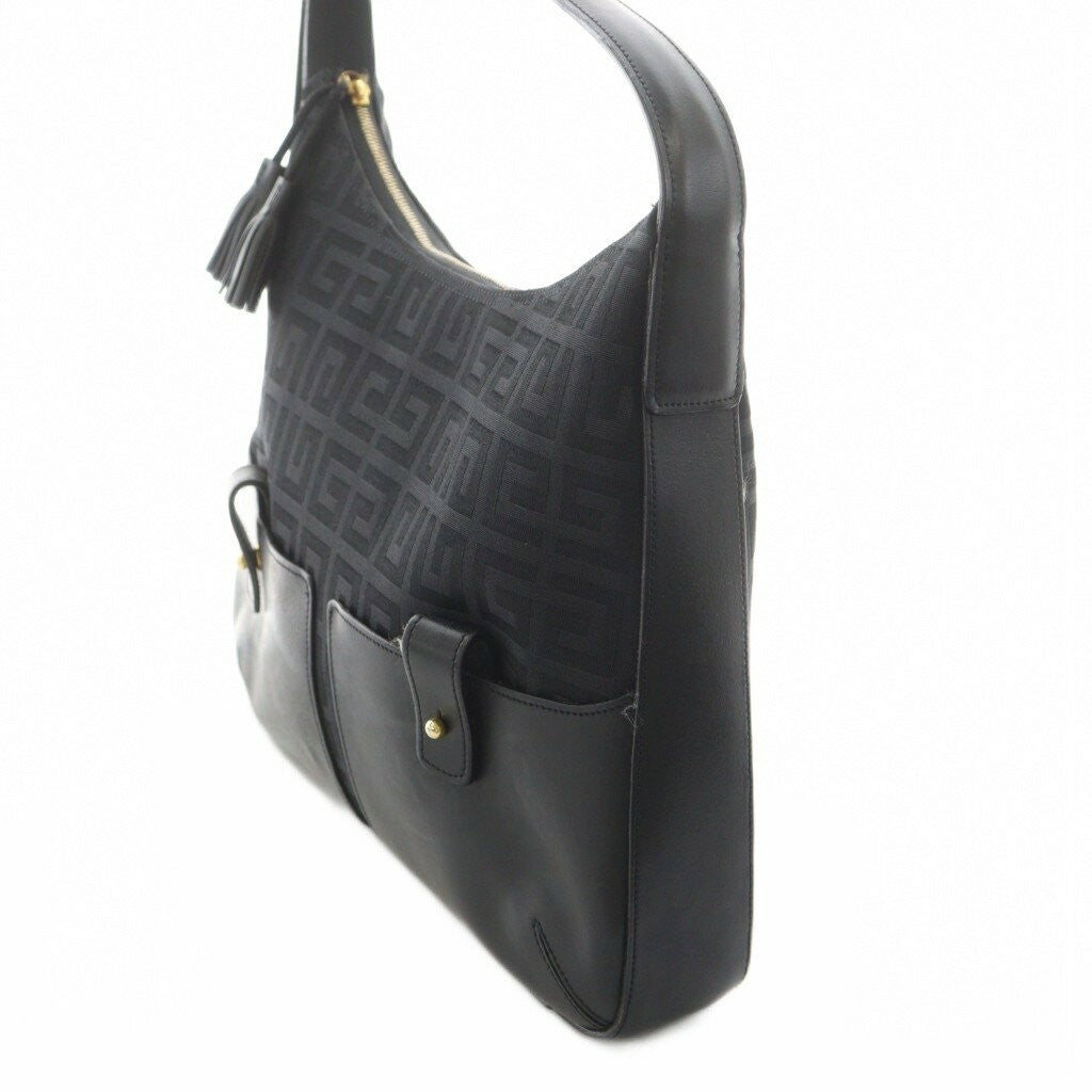 GIVENCHY Hand Shoulder Bag Tote Purse 4G Canvas Leather Black Authentic