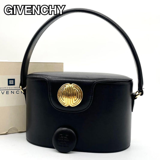 GIVENCHY Hand Bag Tote Purse Vanity 4G Leather Black Authentic