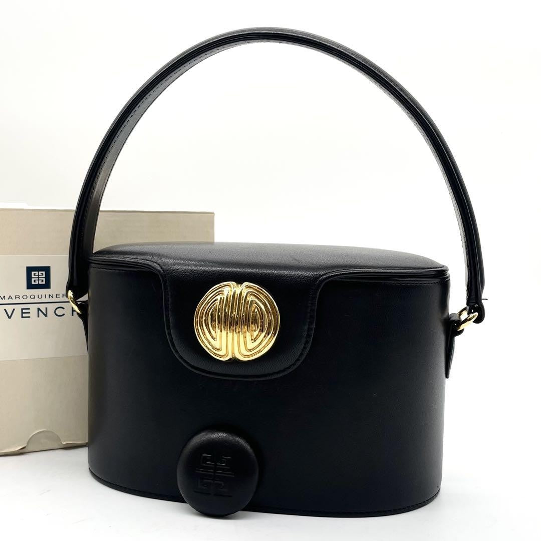 GIVENCHY Hand Bag Tote Purse Vanity 4G Leather Black Authentic