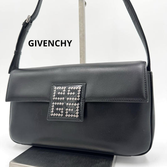 GIVENCHY Shoulder Bag Purse 4G Leather Black Authentic