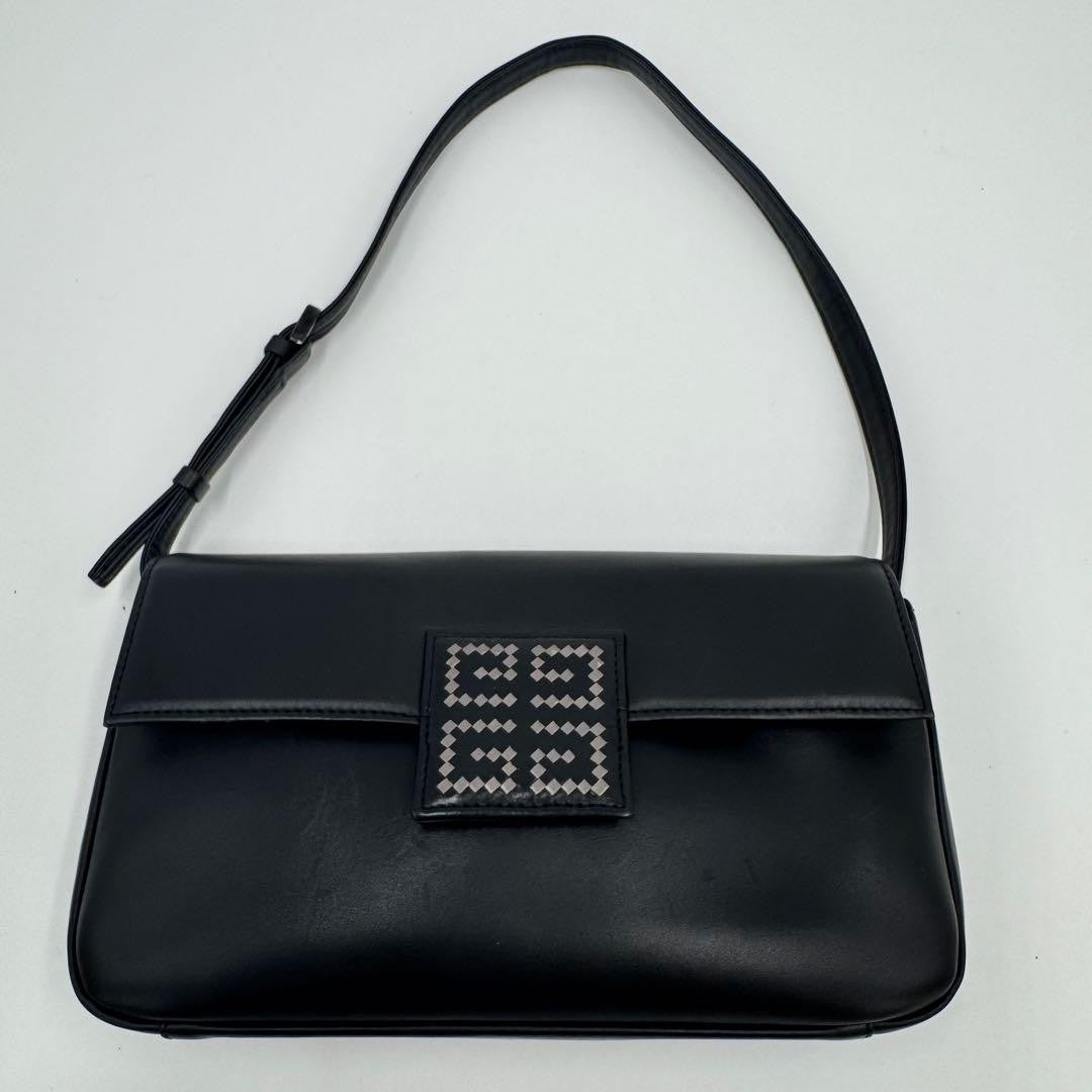 GIVENCHY Shoulder Bag Purse 4G Leather Black Authentic