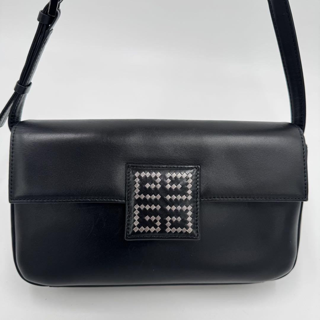 GIVENCHY Shoulder Bag Purse 4G Leather Black Authentic