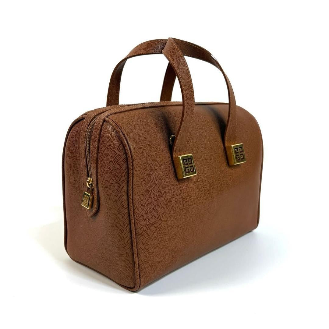 GIVENCHY Hand Bag Tote Purse 2way 4G Leather Brown Authentic